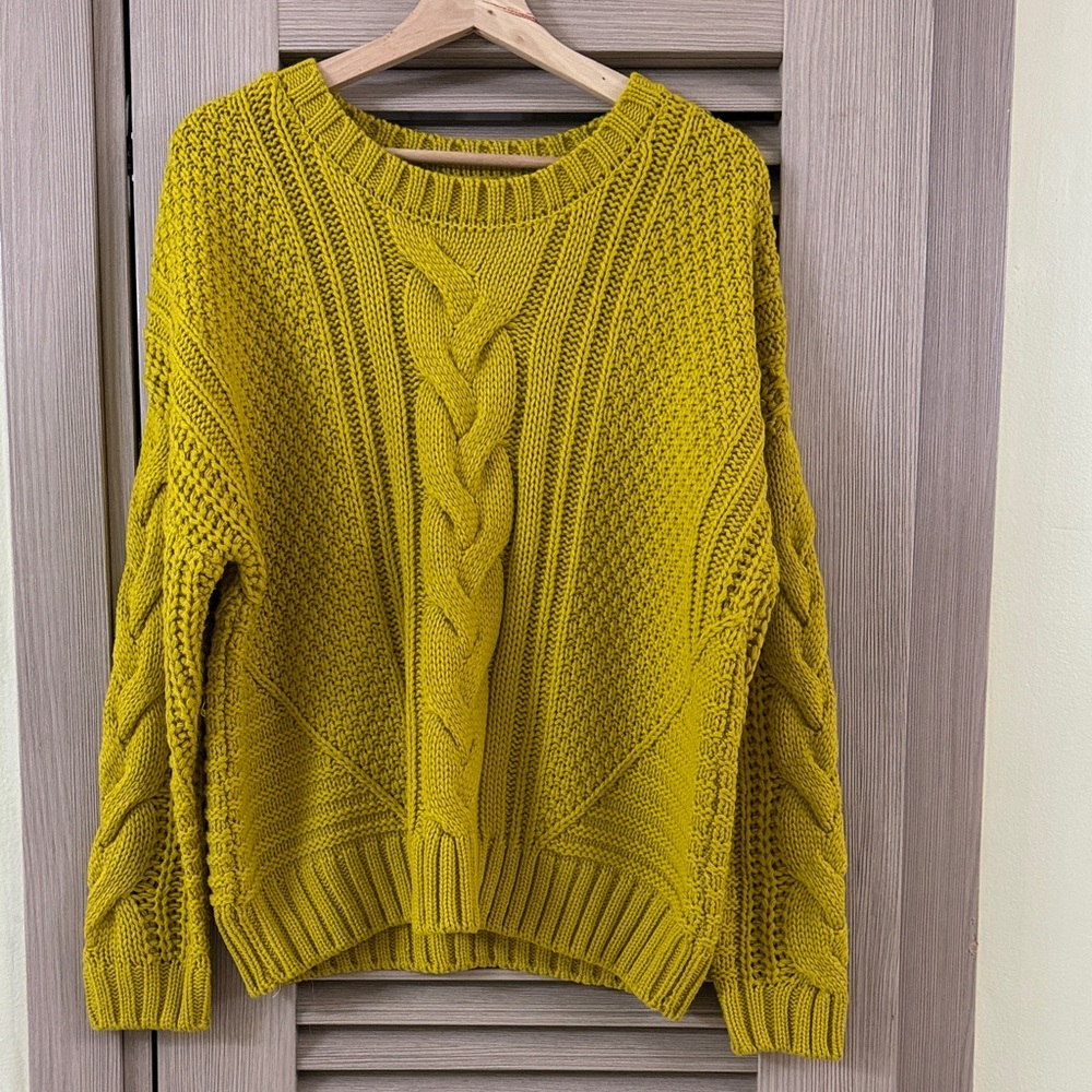One A Mustard Cable Knit Sweater